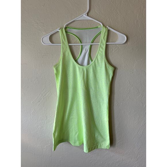 Lululemon Lime Green Racerback Tank with Lavender Dots - Picture 3 of 5